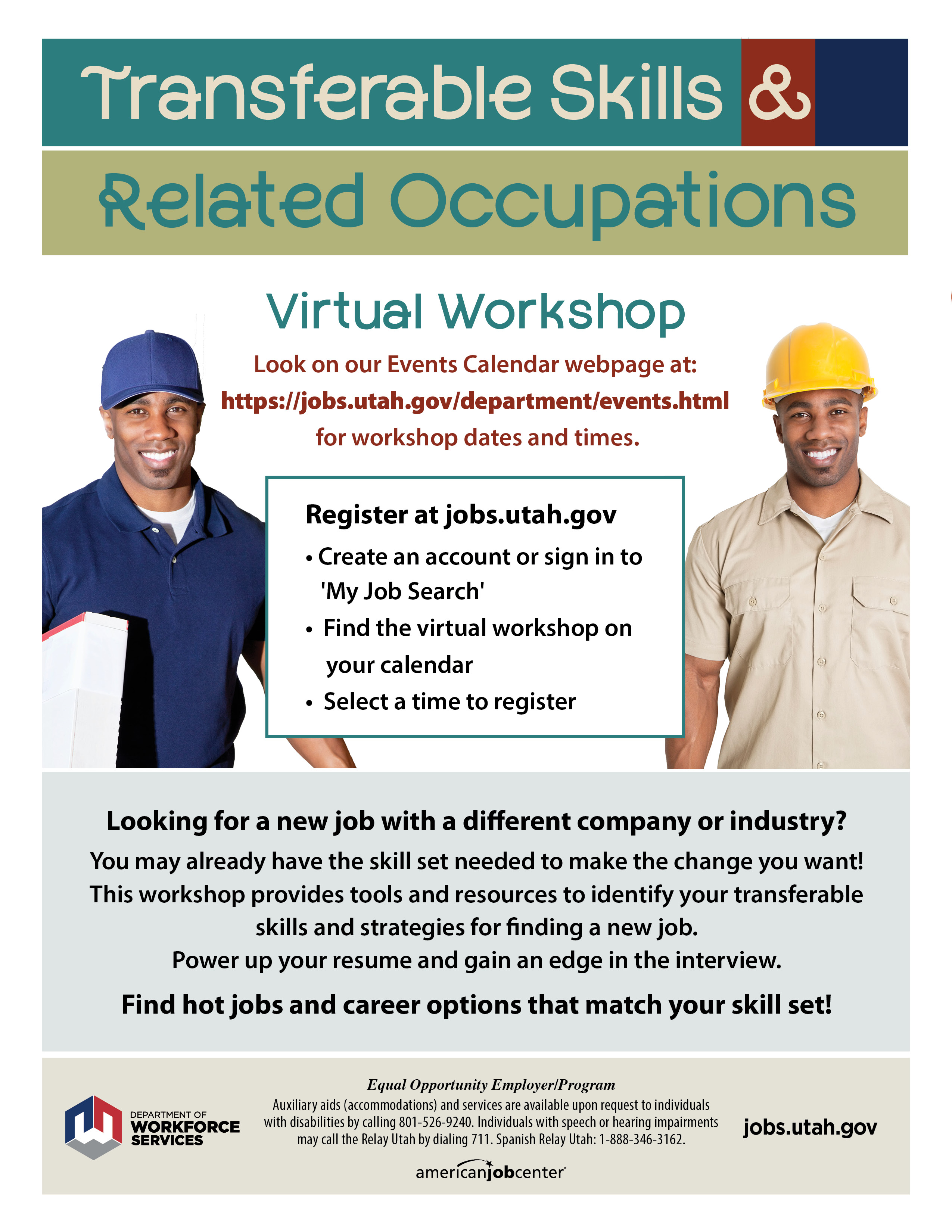 UTAH: Transferable Skills & Related Occupations Virtual Workshop