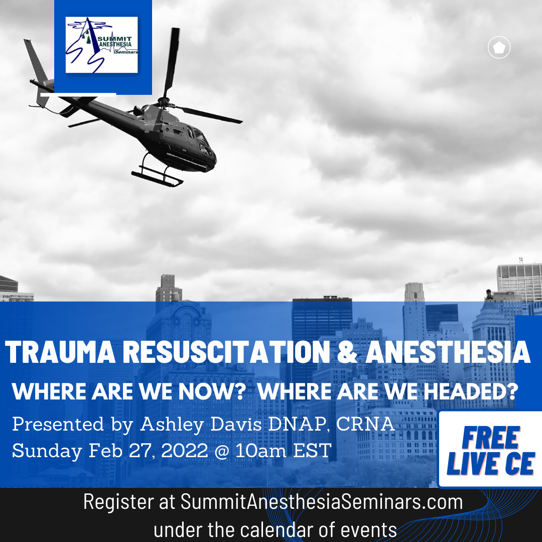 FREE CE event "Trauma Resuscitation and Anesthesia"